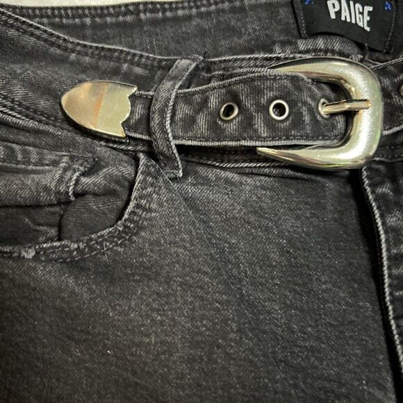 PAIGE Hoxton High Rise Skinny Jeans Size 30 Ankle Peg Raw Hem w/ Belt in Riot - Picture 7 of 13